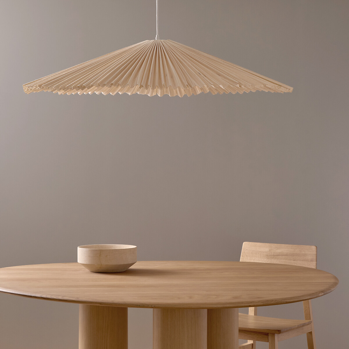 Hanglamp met plooien van geweven bamboe, Bansa naturel, AM.PM