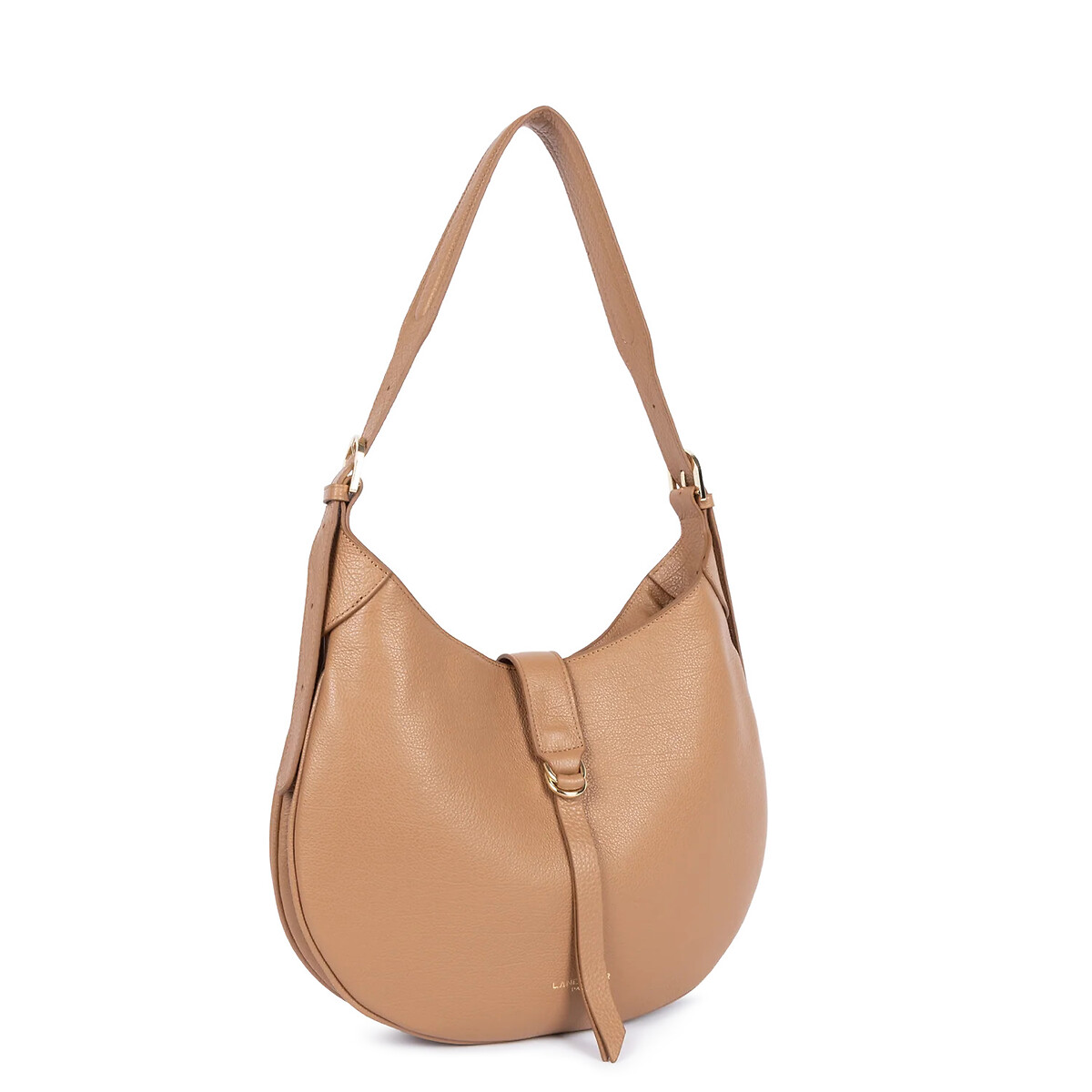Sac besace zippé en cuir, DUNE GAIA camel, LANCASTER