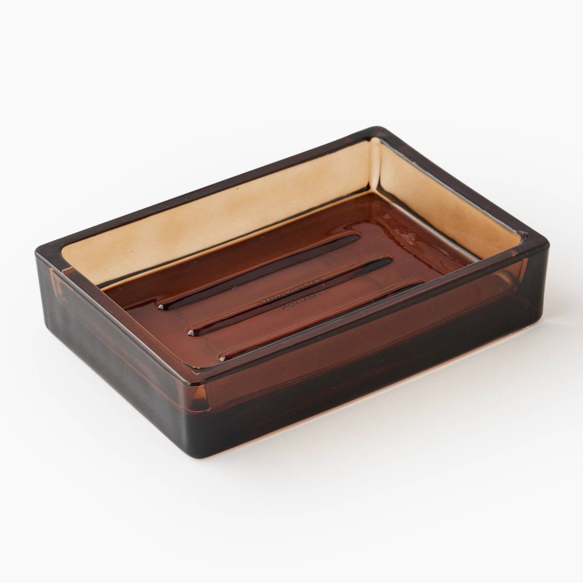 Porte savon,13.7x9.6x3cm, en verre ambre, MONOPRIX
