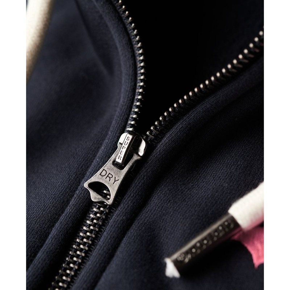 Sweat à capuche zippé à motif fluo bleu marine éclipse, SUPERDRY