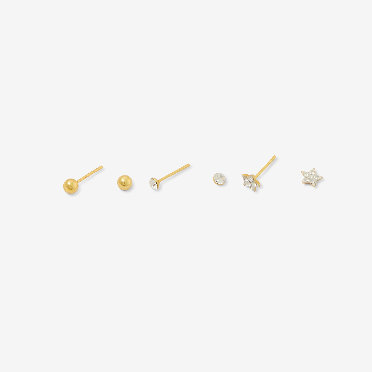 Set 3 paires de puces d'oreilles assorties - argent 925 doré, BALABOOSTE