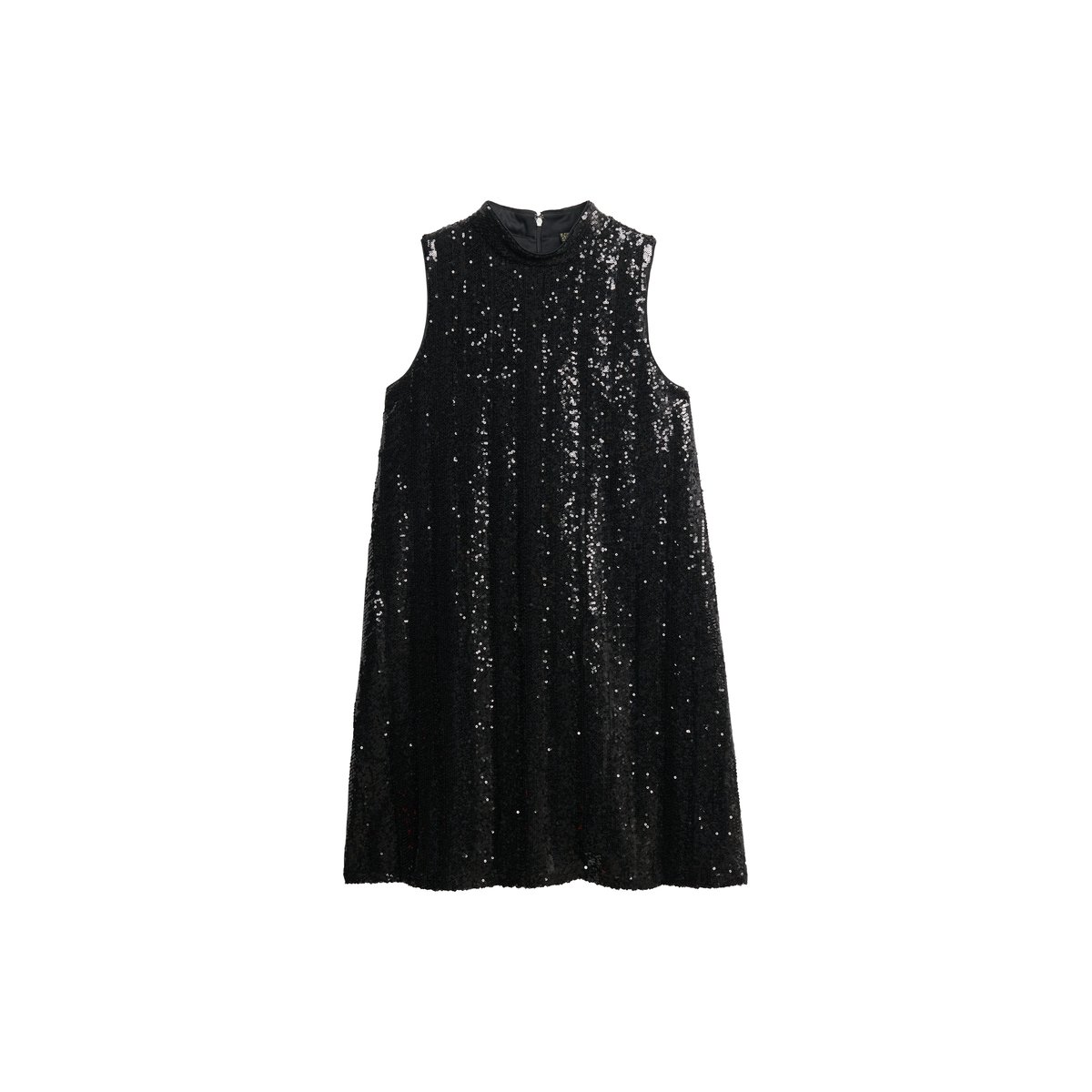 Robe Patineuse Courte à Sequins Sans Manches sequins noirs, SUPERDRY