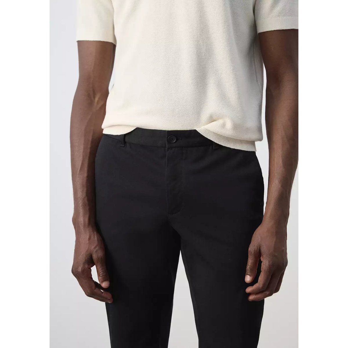 Pantalon Barna slim-fit en sergé noir, MANGO MAN
