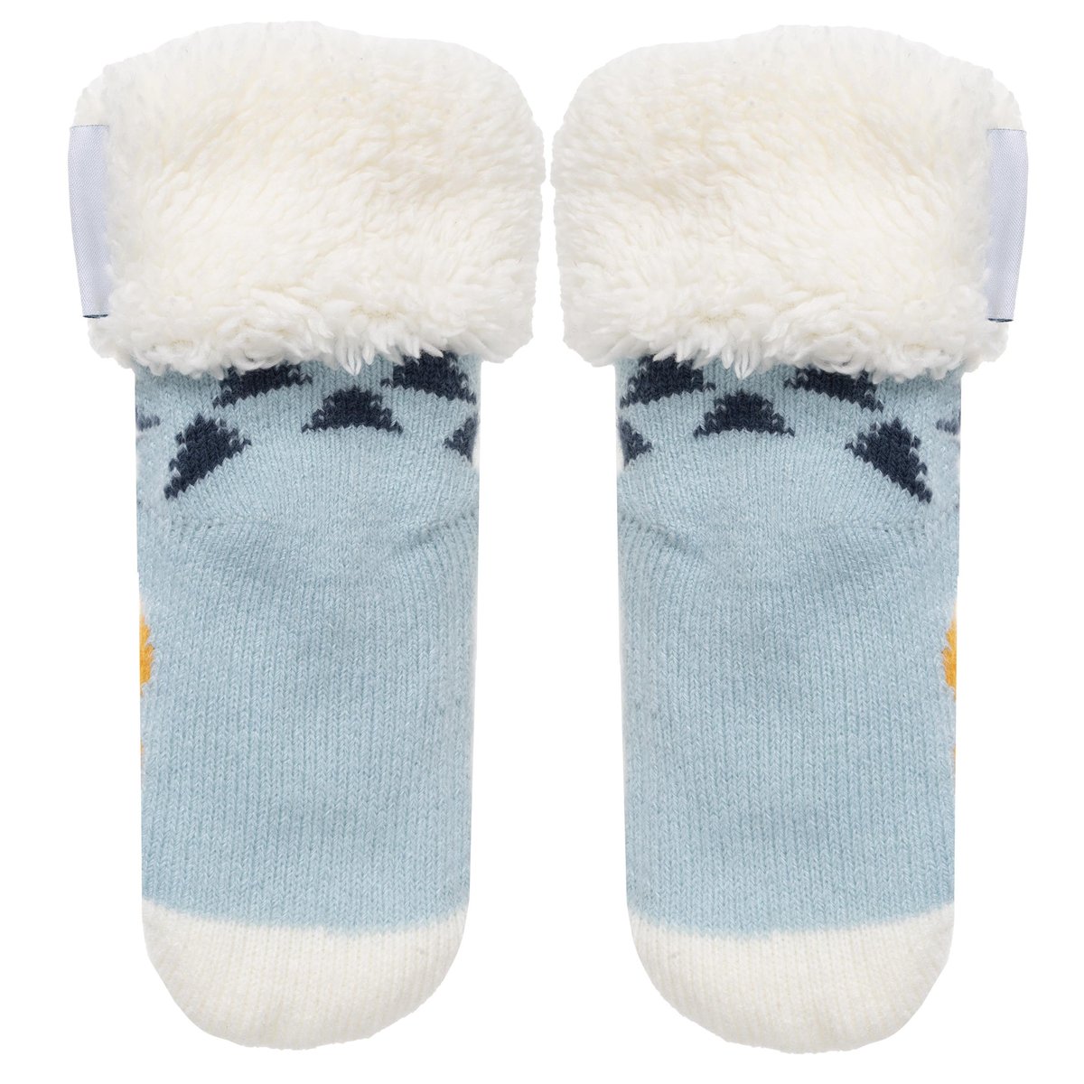 Chaussettes anti-dérapantes maille jacquard, picots antidérapants bleu, ISOTONER