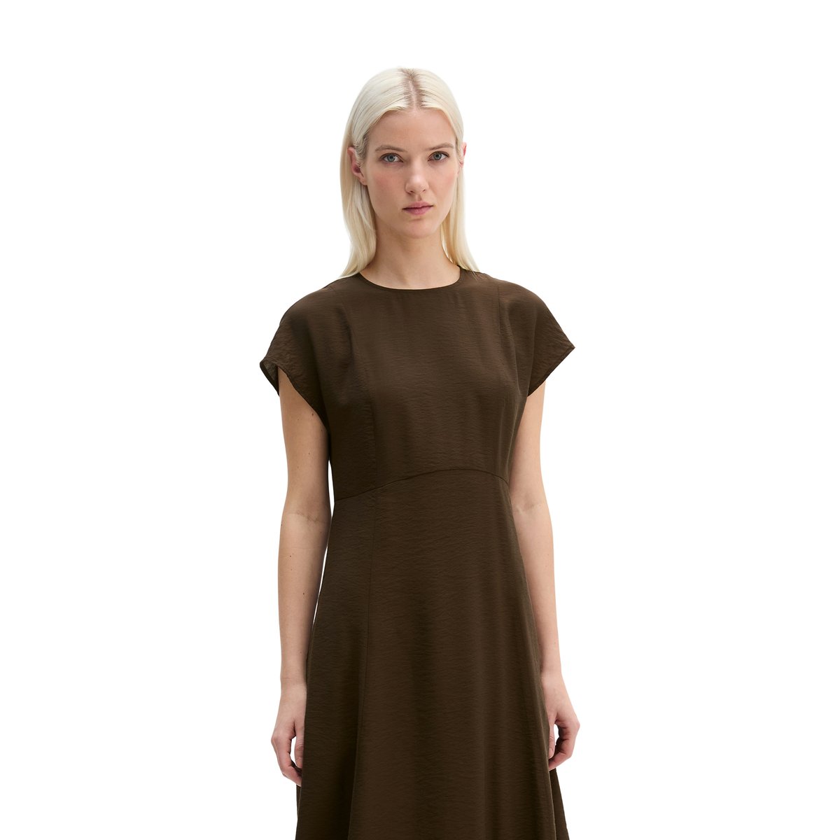 Robe crinkle regular en mélange de viscose gris foncé, MARC O'POLO