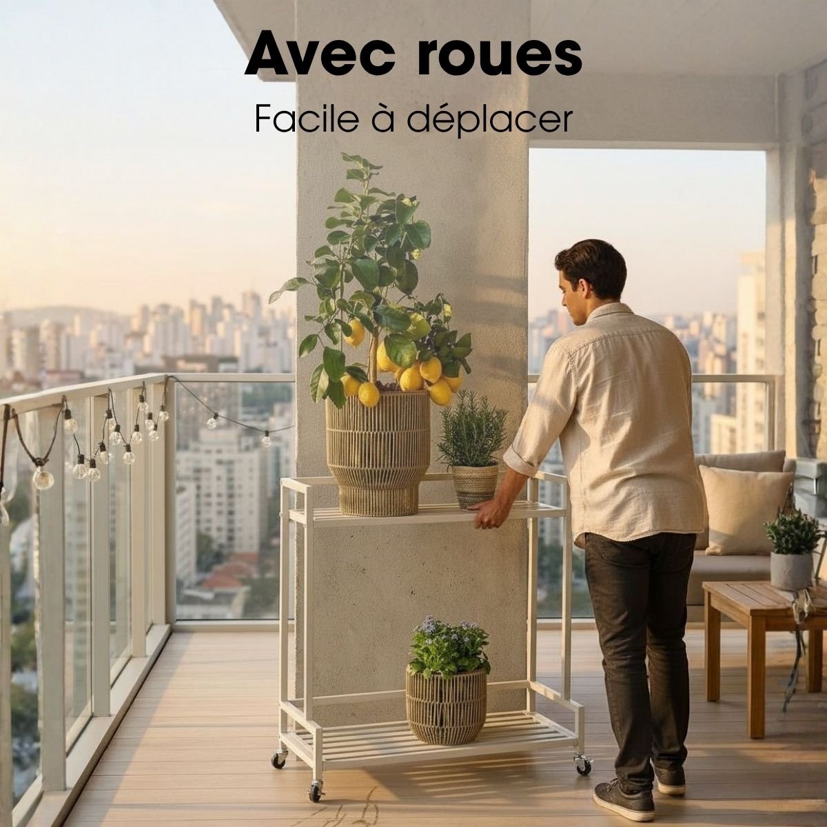 Support pour plantes GREENRAX blanc cassé, MICA DECORATIONS