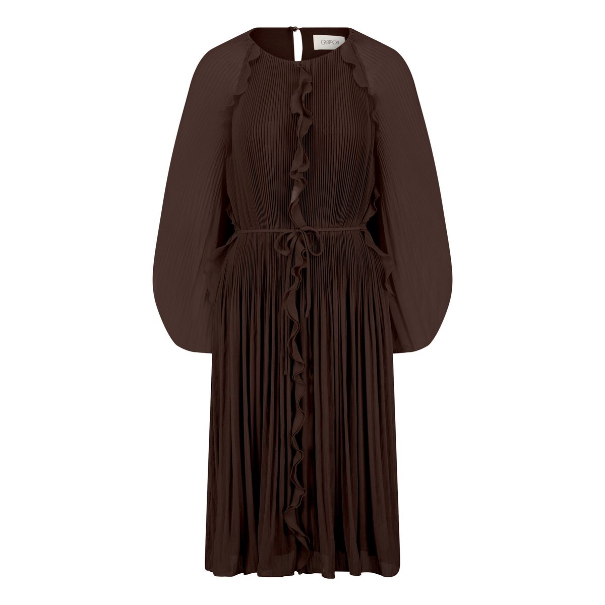 Robe en chiffon à ruches marron foncé, CARTOON