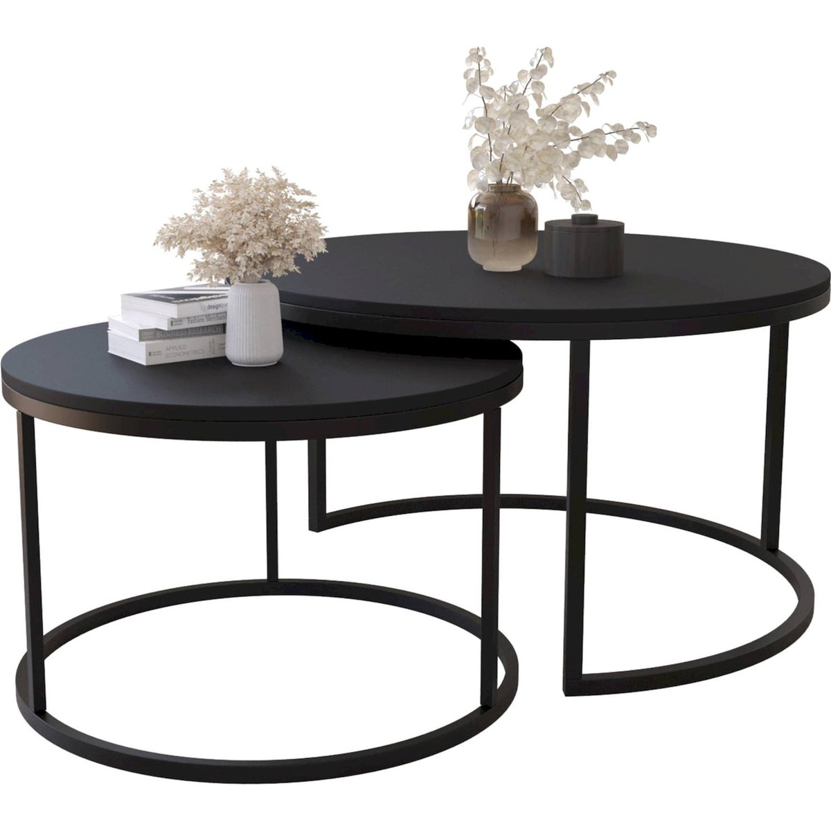 Lot de 2 tables basses rondes SABELLO cachemire, RECOLLECTION