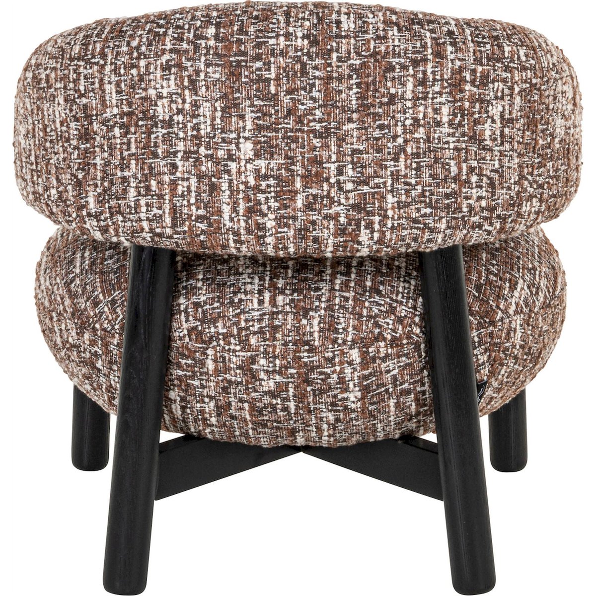 Fauteuil lounge en tissu, Forme organique noisette chiné marron blanc, RECOLLECTION