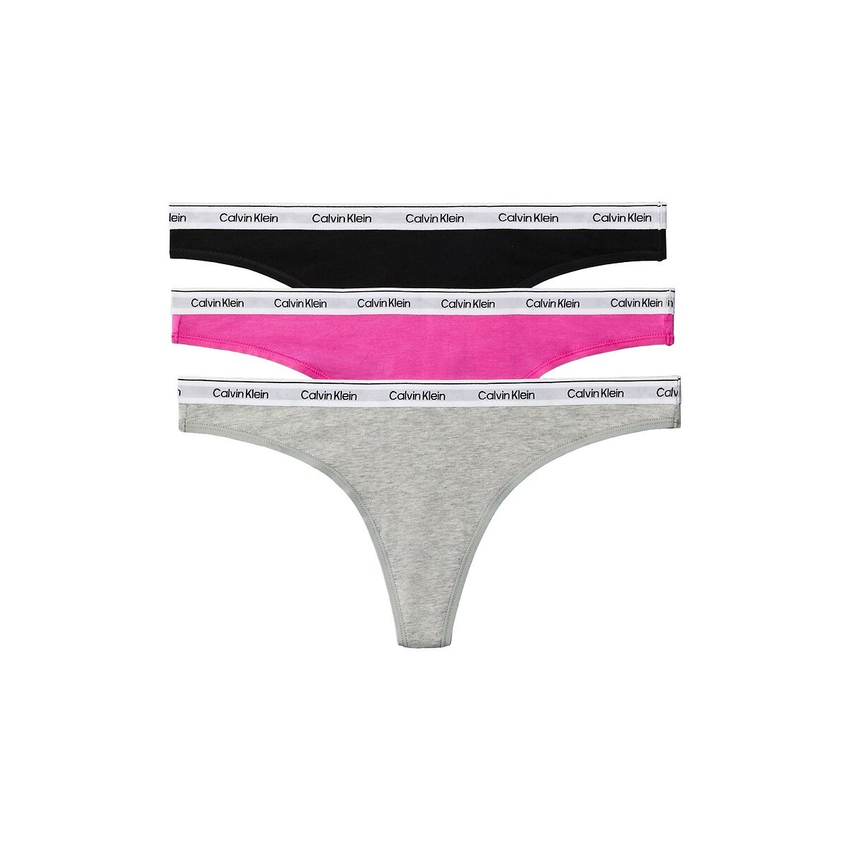 Lot de 3 strings ICON LOGO rose + gris + noir, CALVIN KLEIN UNDERWEAR