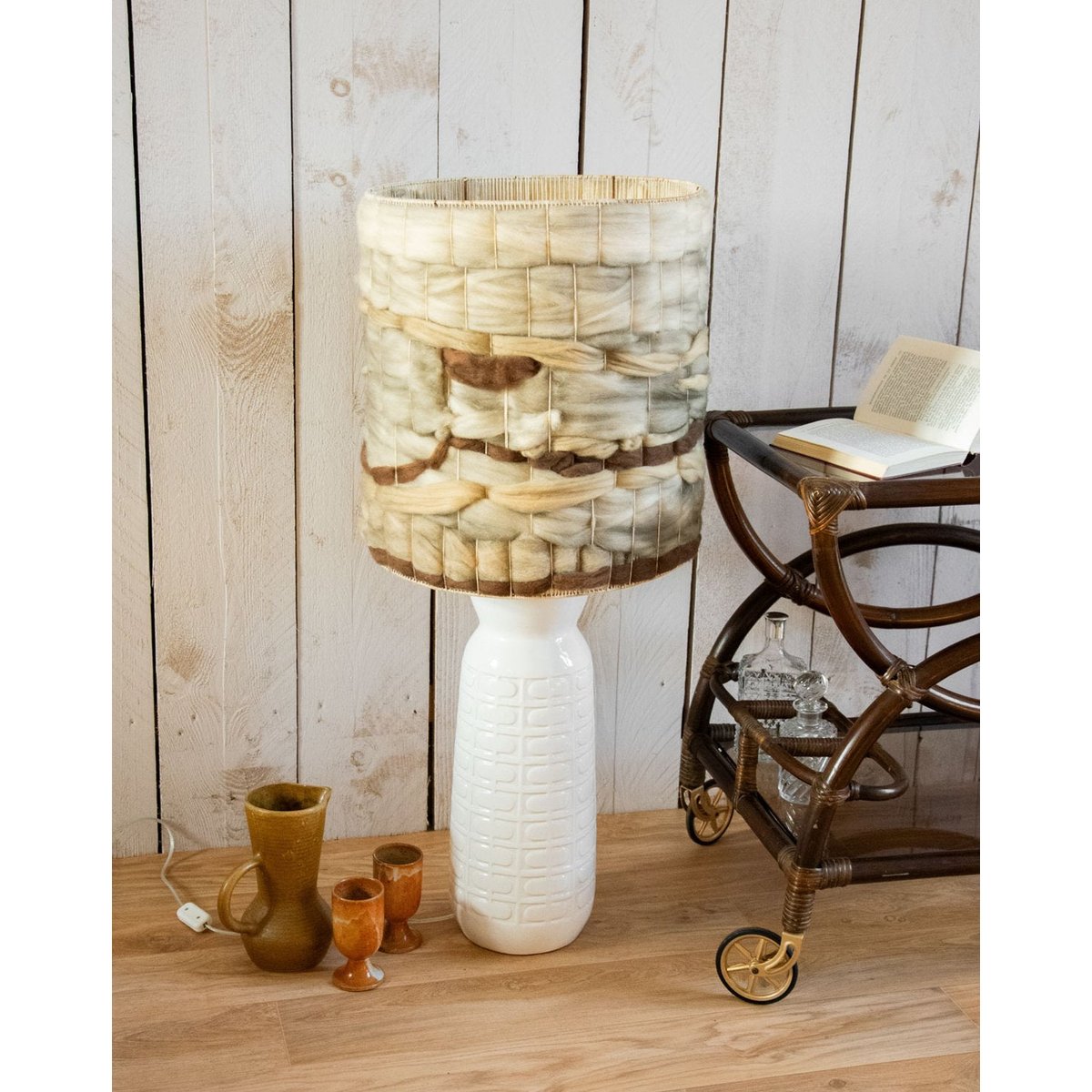 Lampe à poser en laine Julia N°575 - Bon état beige, DEBONGOUT