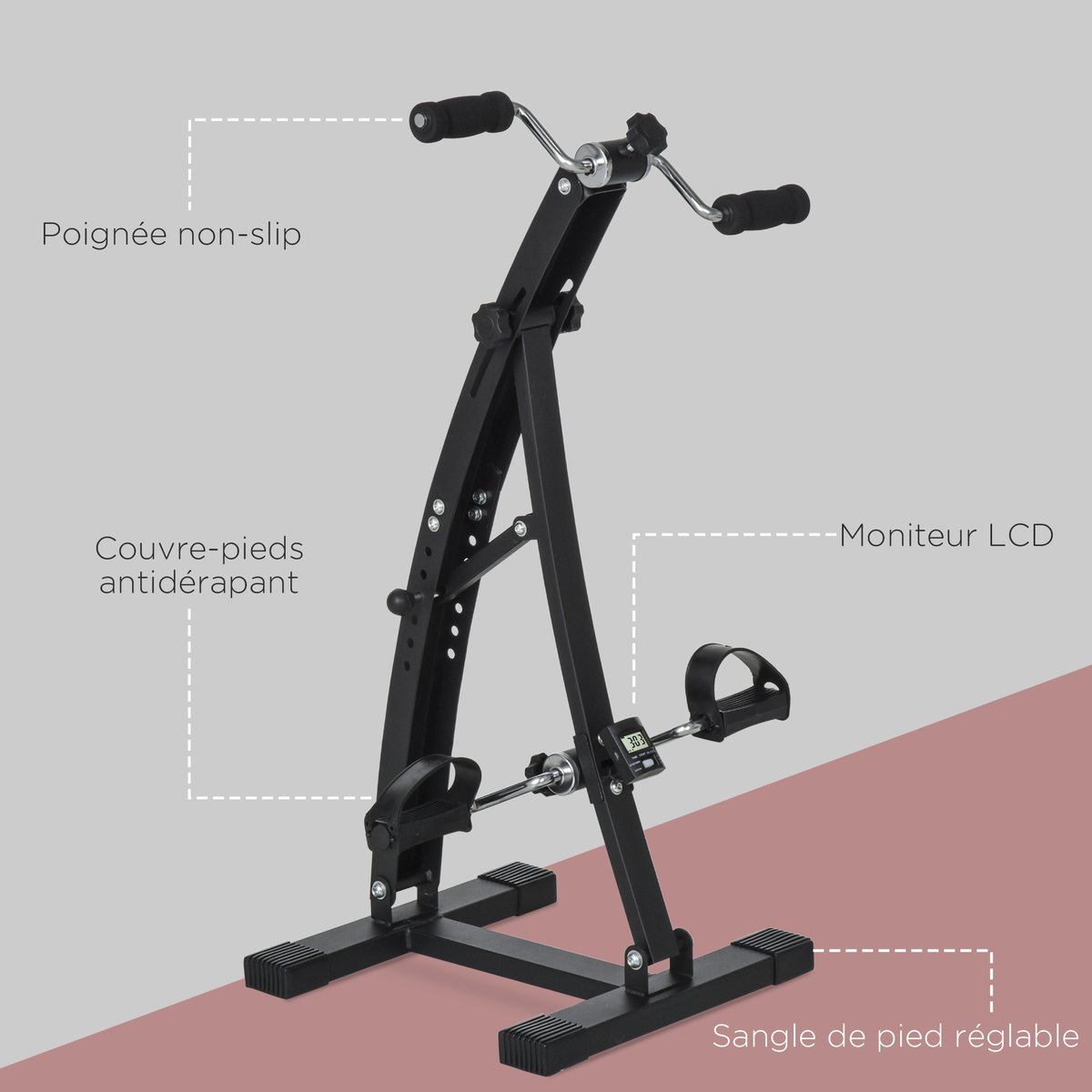 Vélo de rééducation Acier Noir noir, HOMCOM