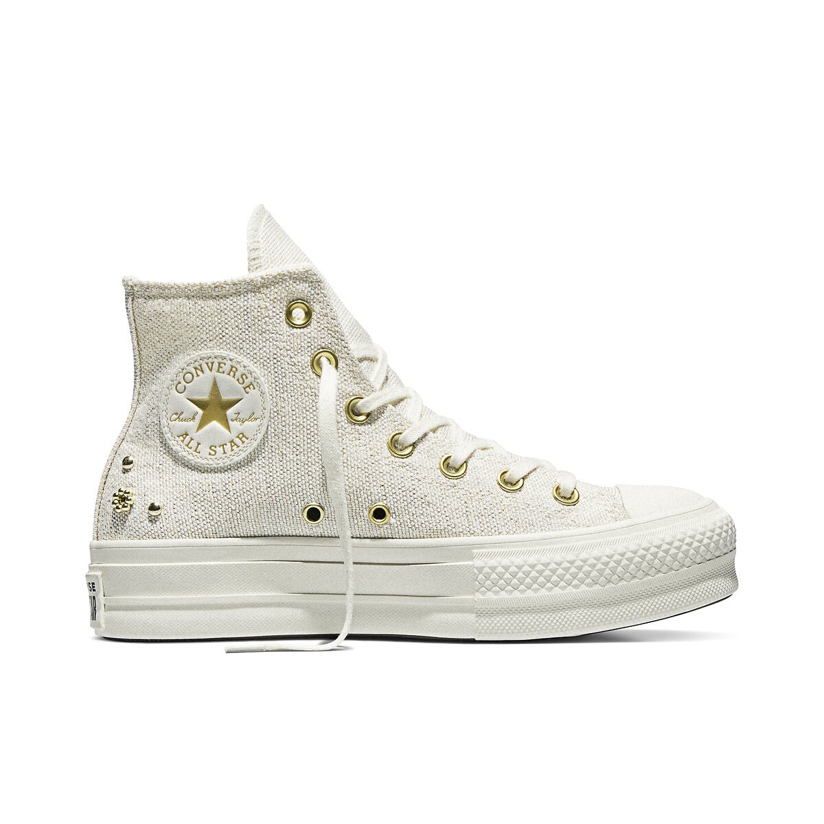 Chuck Taylor All Star Lift Hi Shiny Heathered Canvas Studs Trainers ecru/gold-coloured, CONVERSE