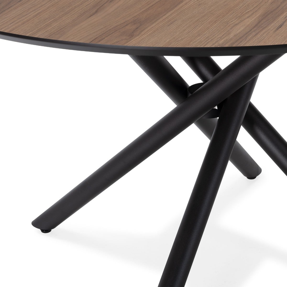 Table à manger ronde et pieds en métal - MAYA bois foncé, CALICOSY