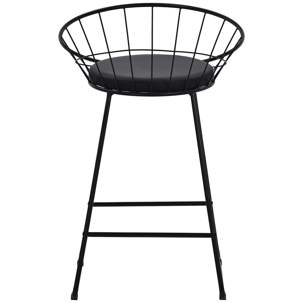 Lot de 2 tabourets métal noir coussin noir, ALEX noir, HAPPY GARDEN