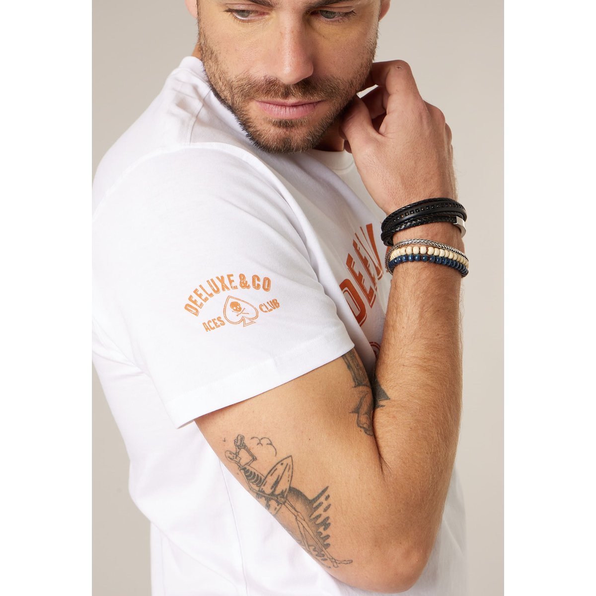T-shirt homme en coton MOTOCLUB white, DEELUXE
