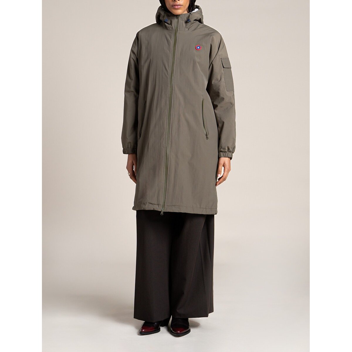 Coupe-vent zippé mi-long à capuche, TURENNE kaki, FLOTTE