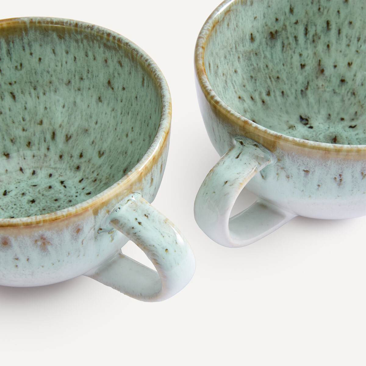 Lot de 2 tasses à thé, en grès émaillé, FARA kaki/bleu, AM.PM