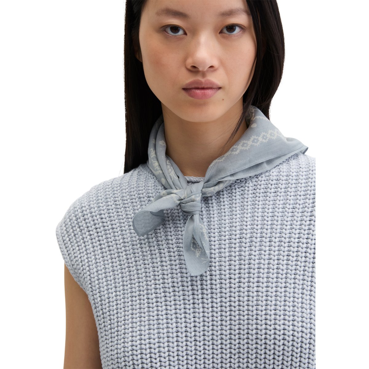 Foulard imprimé en pur coton bio bleu moyen, MARC O'POLO