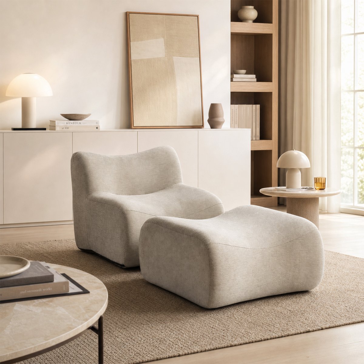 Elément chauffeuse 1 place compressé design moderne, CLOUD taupe, MEUBLES COSY