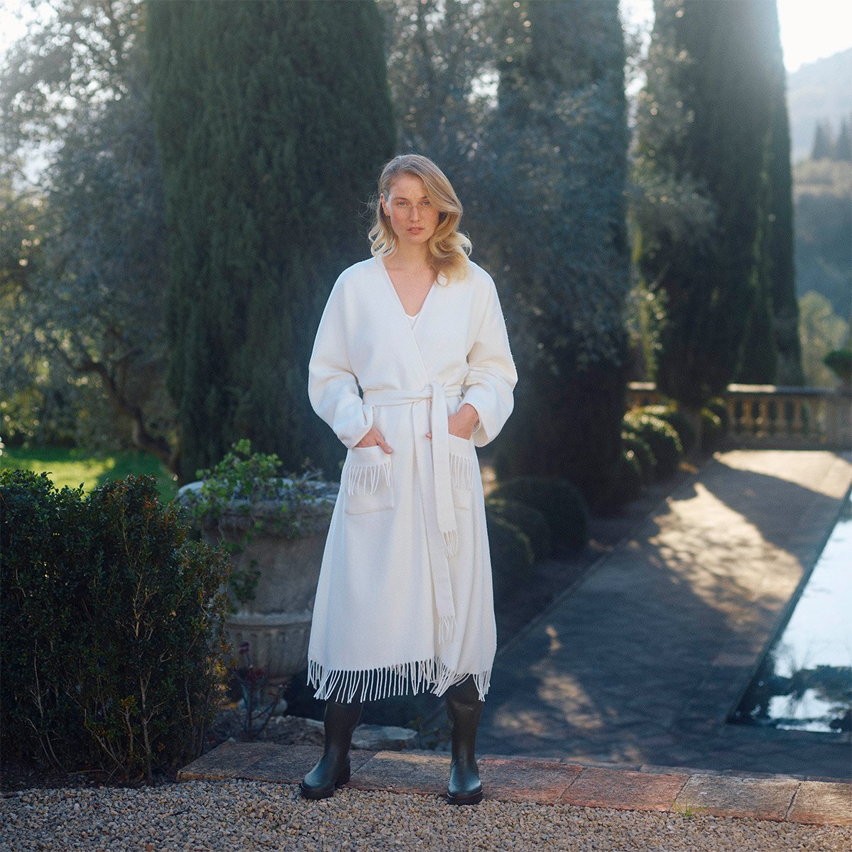 Poncho long en laine polyamide ÉPONYME ecru, LAURENCE TAVERNIER