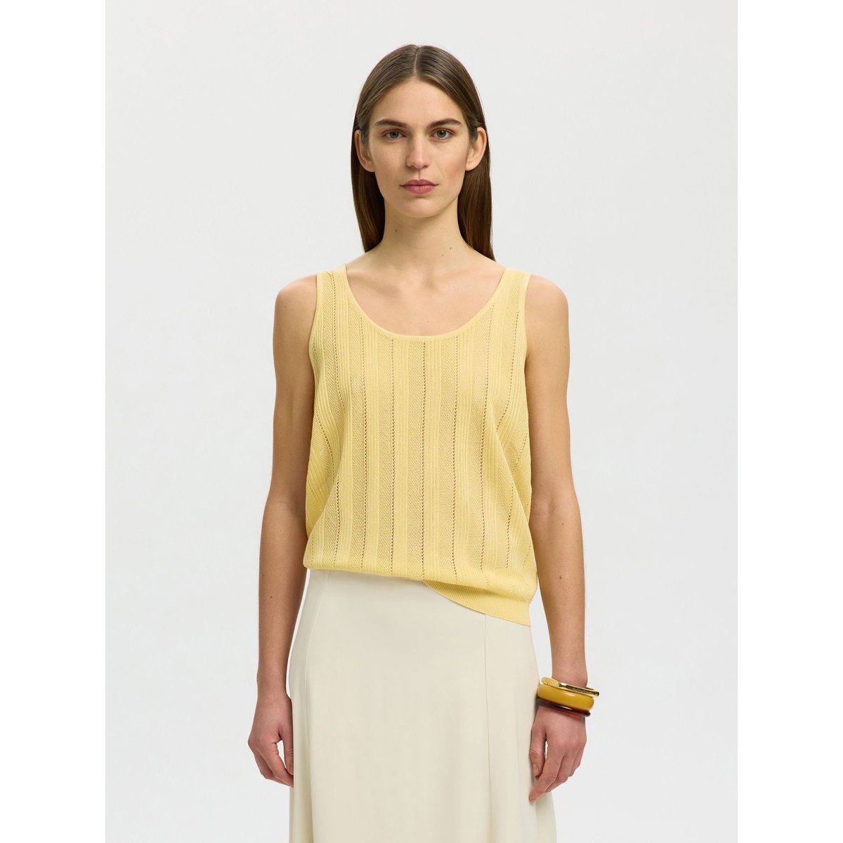 Top En Maille jaune - italian straw, SELECTED