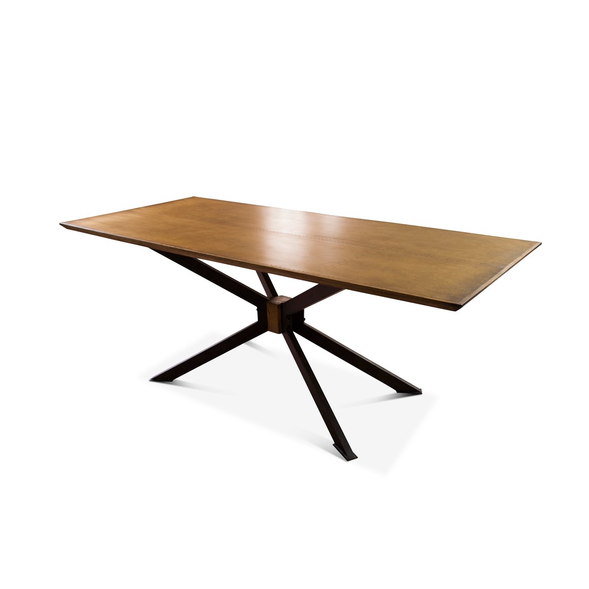 Table de repas en laiton et chêne LIVERPOOL marron clair, PRODUIT INTERIEUR BRUT