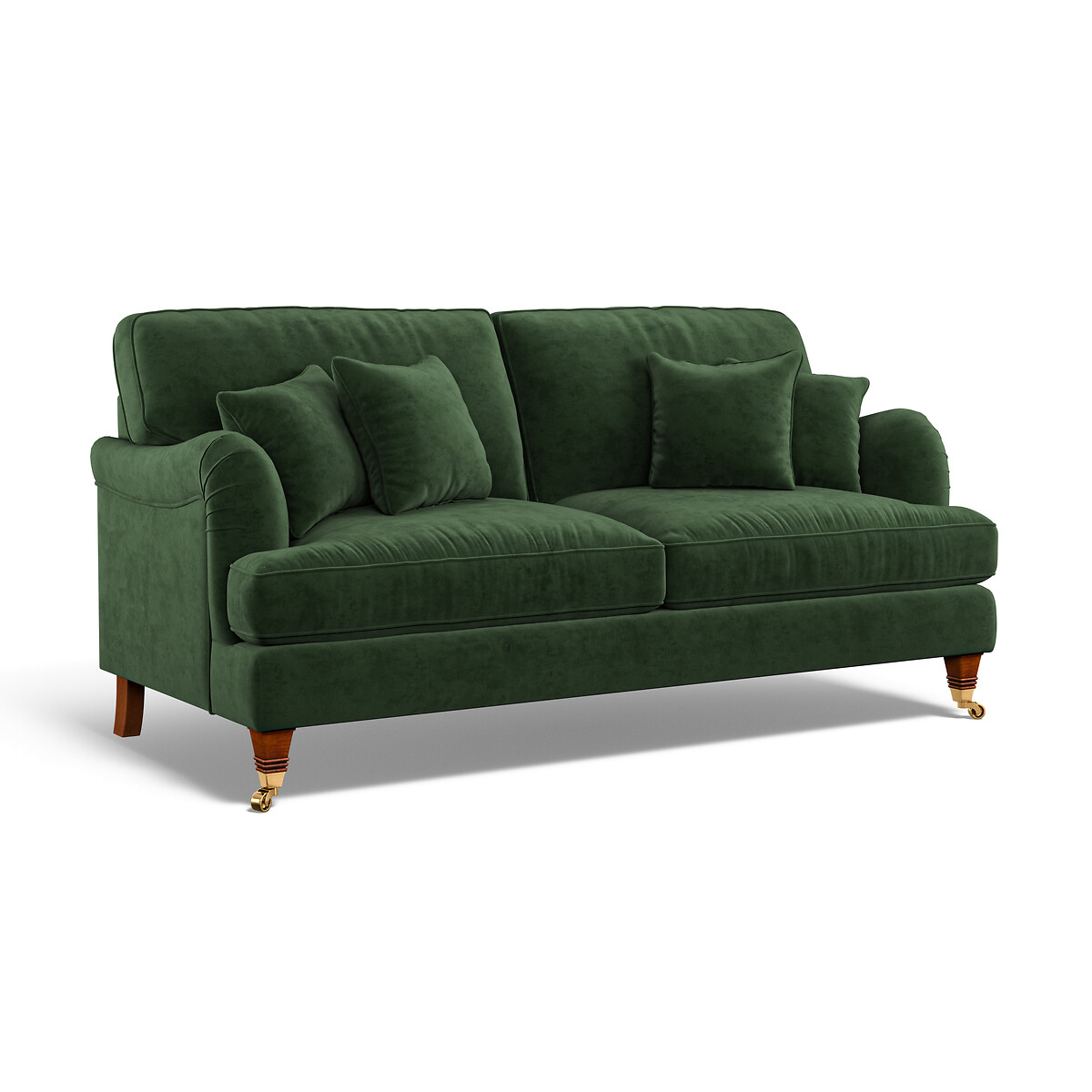 Emeline Velvet 3 Seater Sofa with Castor Legs emerald, ÉDITÉ