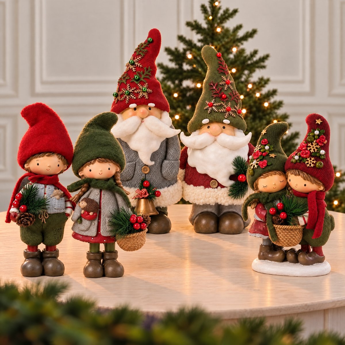 Figurine garçon pin enchanté décorative artificielle H22 NOËL rouge, SIA