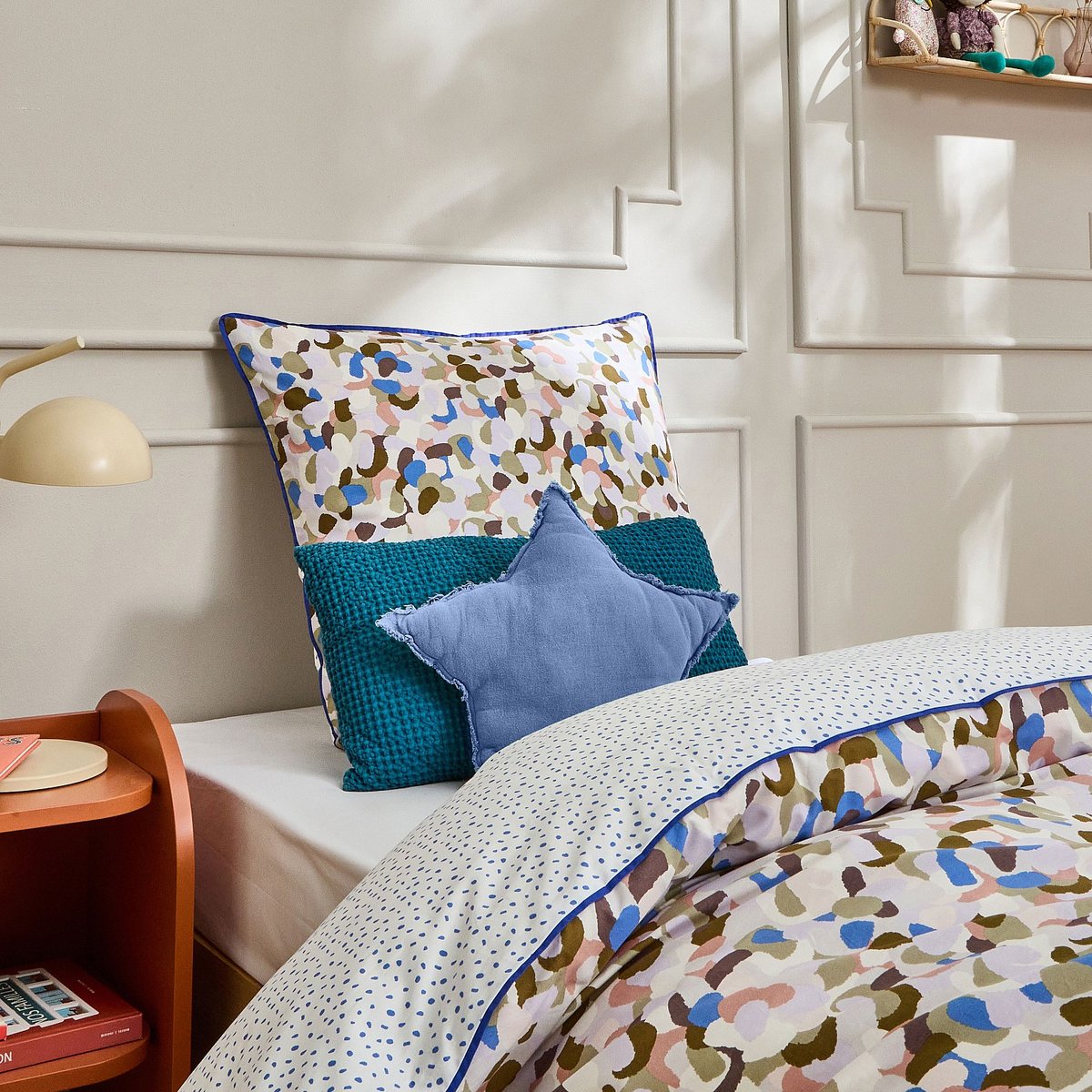 Parure de lit en percale de coton bio AUBIN multicolore, HABITAT