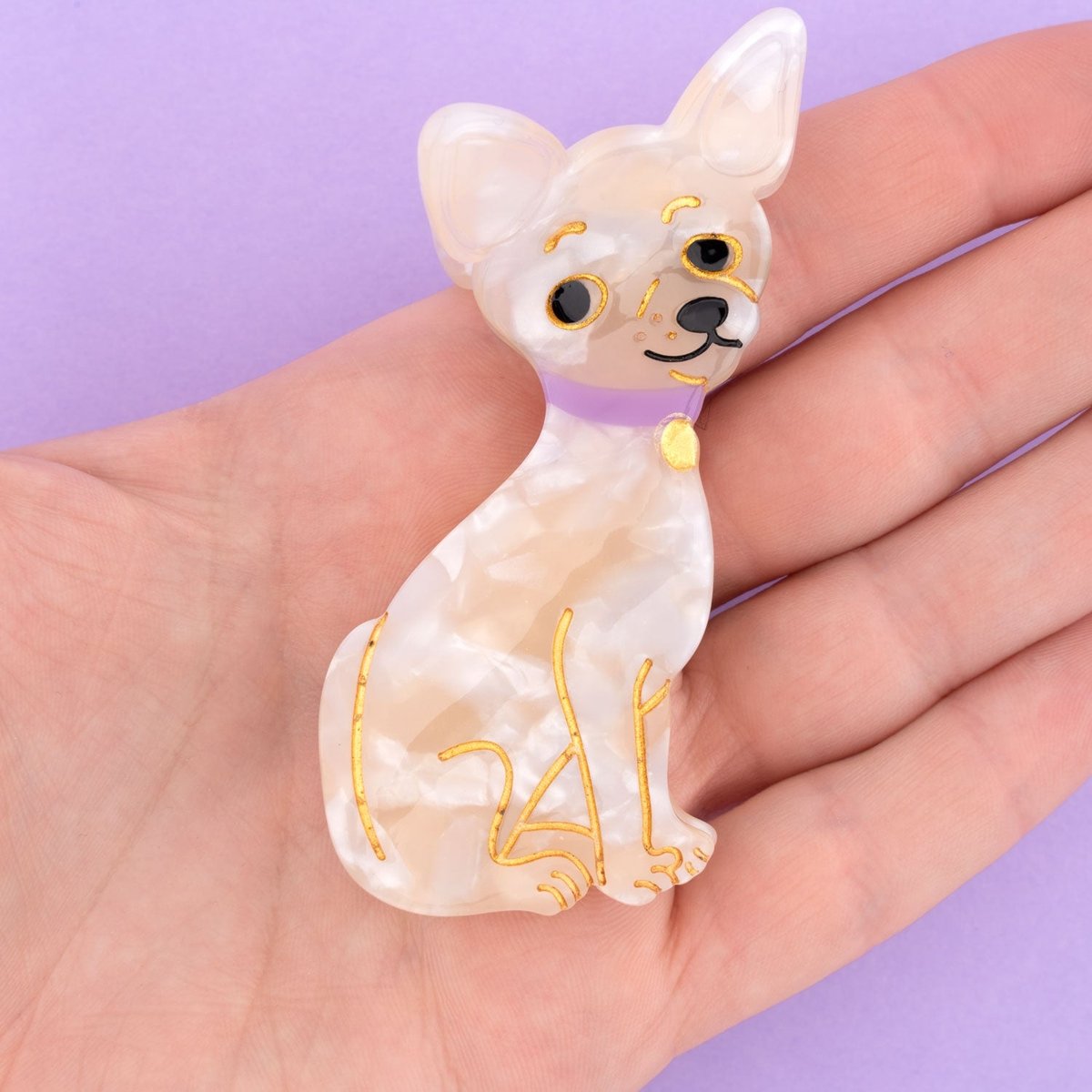 Pince à cheveux CHIHUAHUA beige irisé, COUCOU SUZETTE
