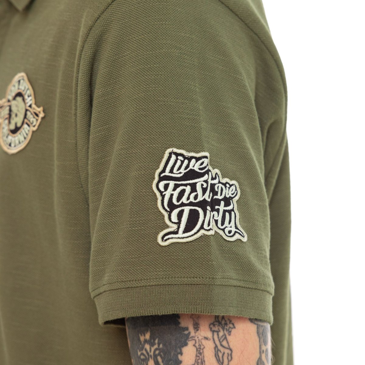 Polo coton piqué RAPH kaki/noir/beige, VON DUTCH