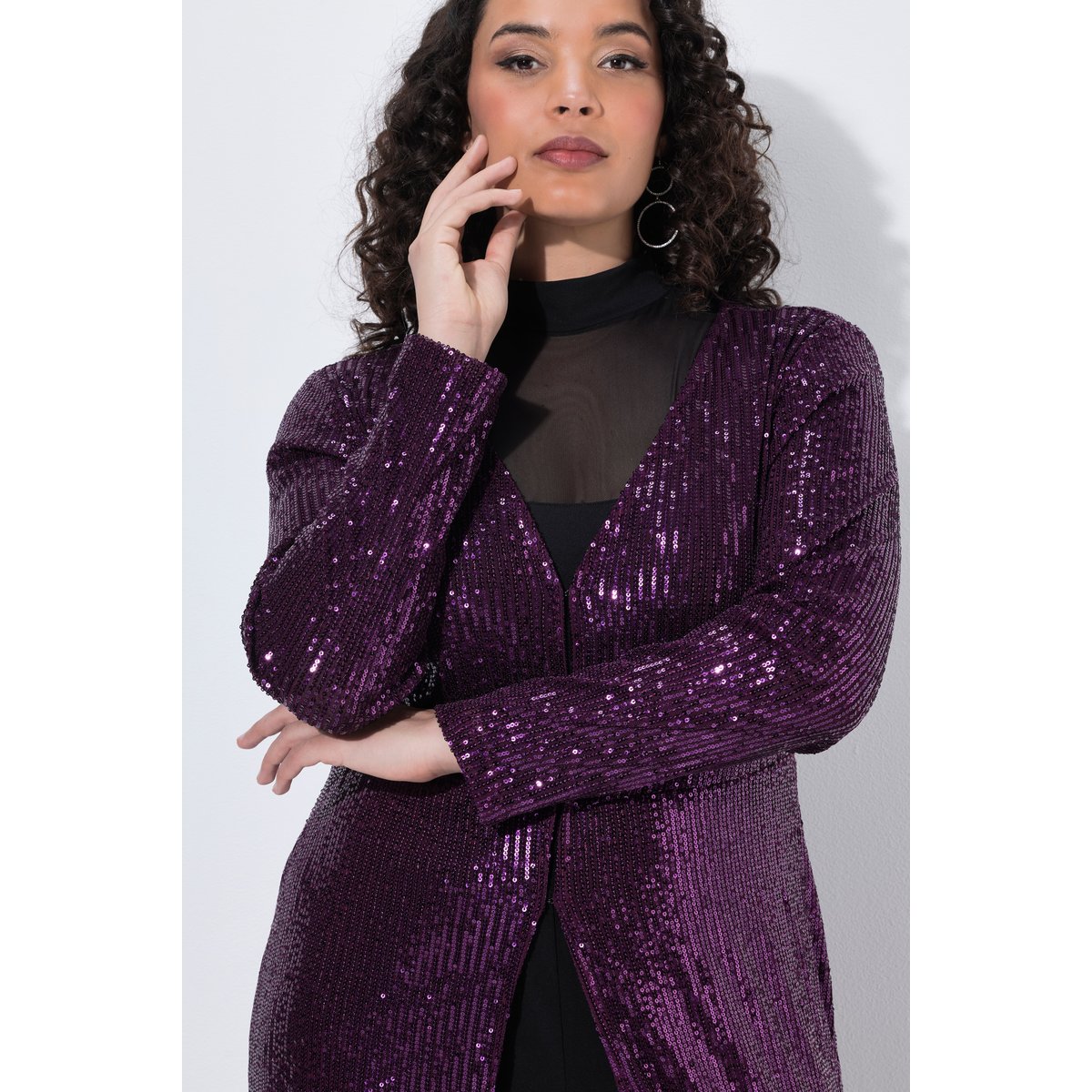 Veste longue à paillettes raisin foncé, ULLA POPKEN