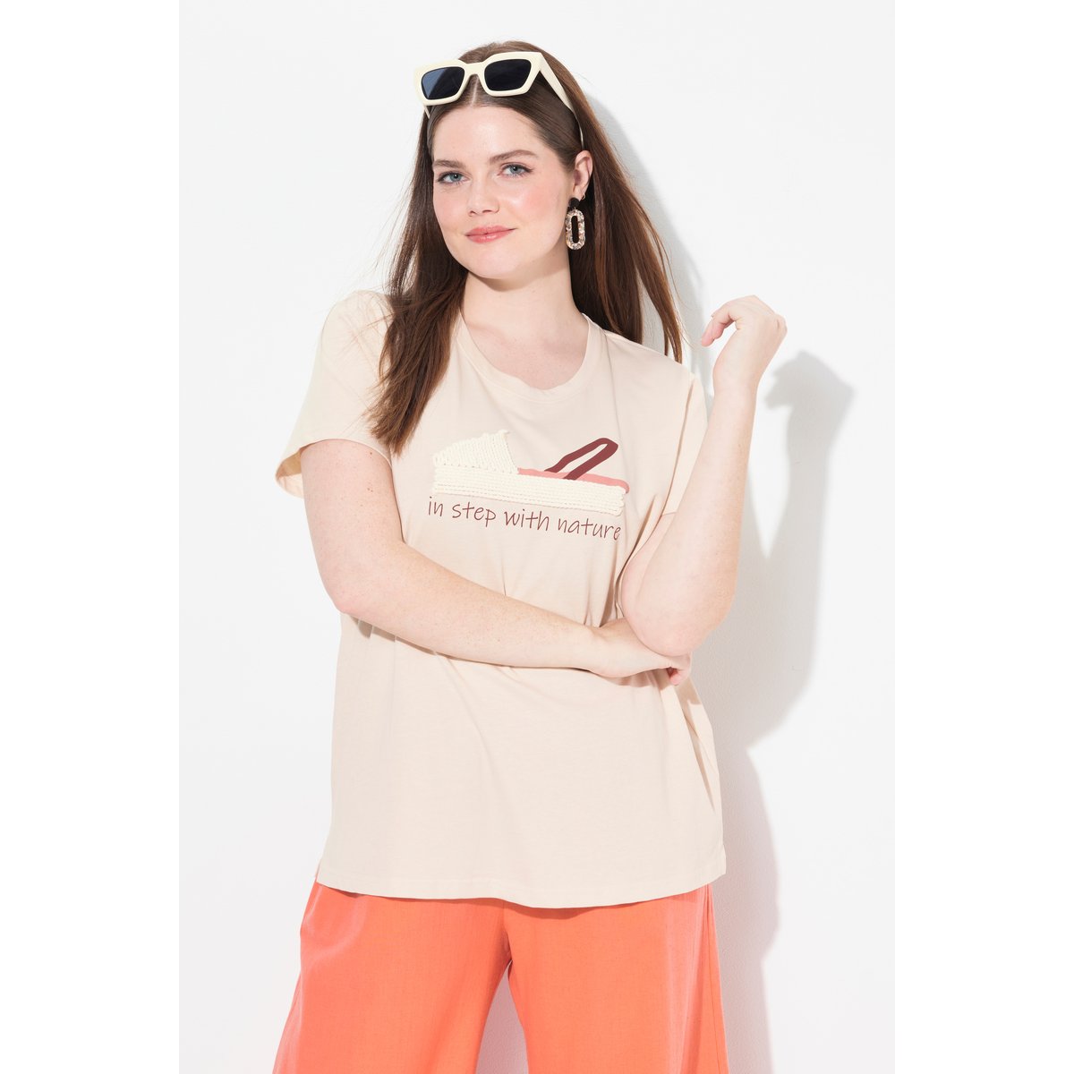 T-shirt, chaussure, col rond blanc perle, ULLA POPKEN