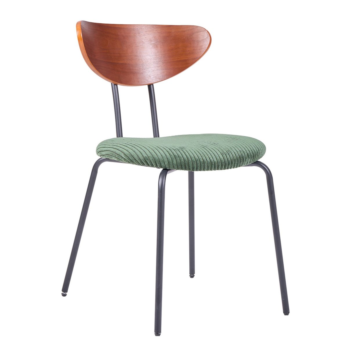 Lot de 2 chaises de salle à manger en bois, métal et velours côtelé, NIBE vert, NORDLYS