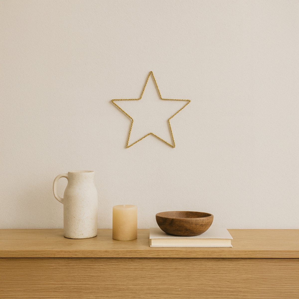 Déco murale étoile fil laiton torsadé - LOJI doré vieilli, HOME MAISON