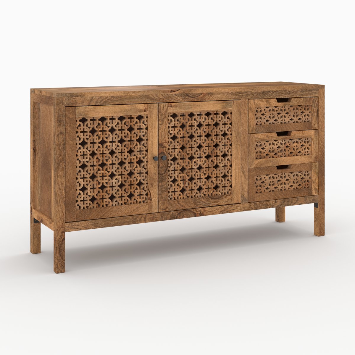 Buffet ajouré en bois de manguier - JAYA bois foncé, MAISON PAVANE