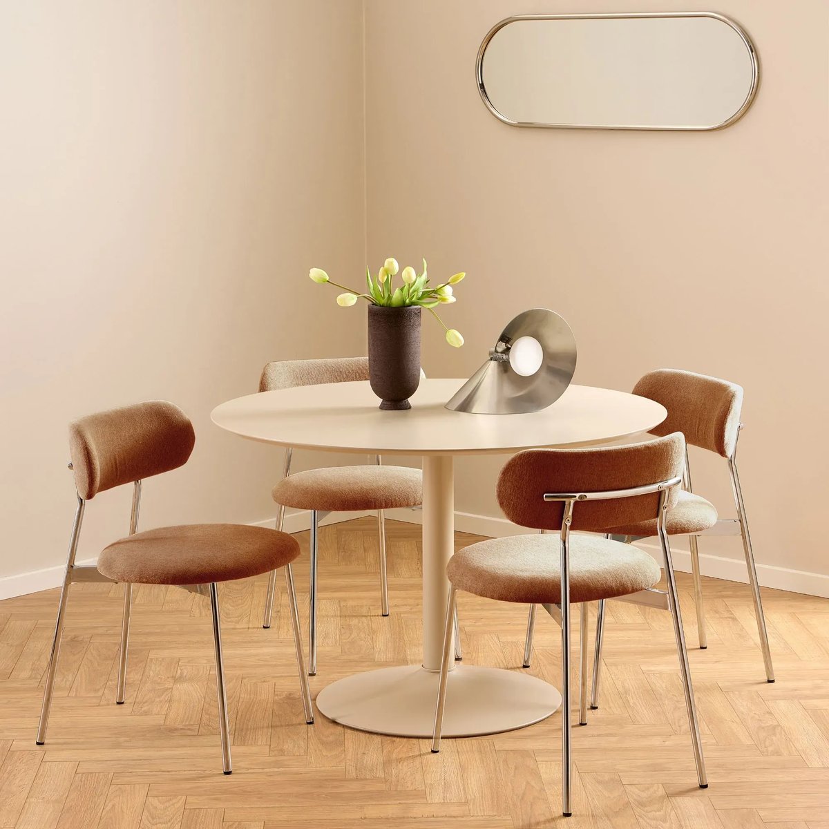 Chaises de salle à manger chrome et tissu (lot de 2) - LISON orange terracotta, HELLIN, DEPUIS 1862