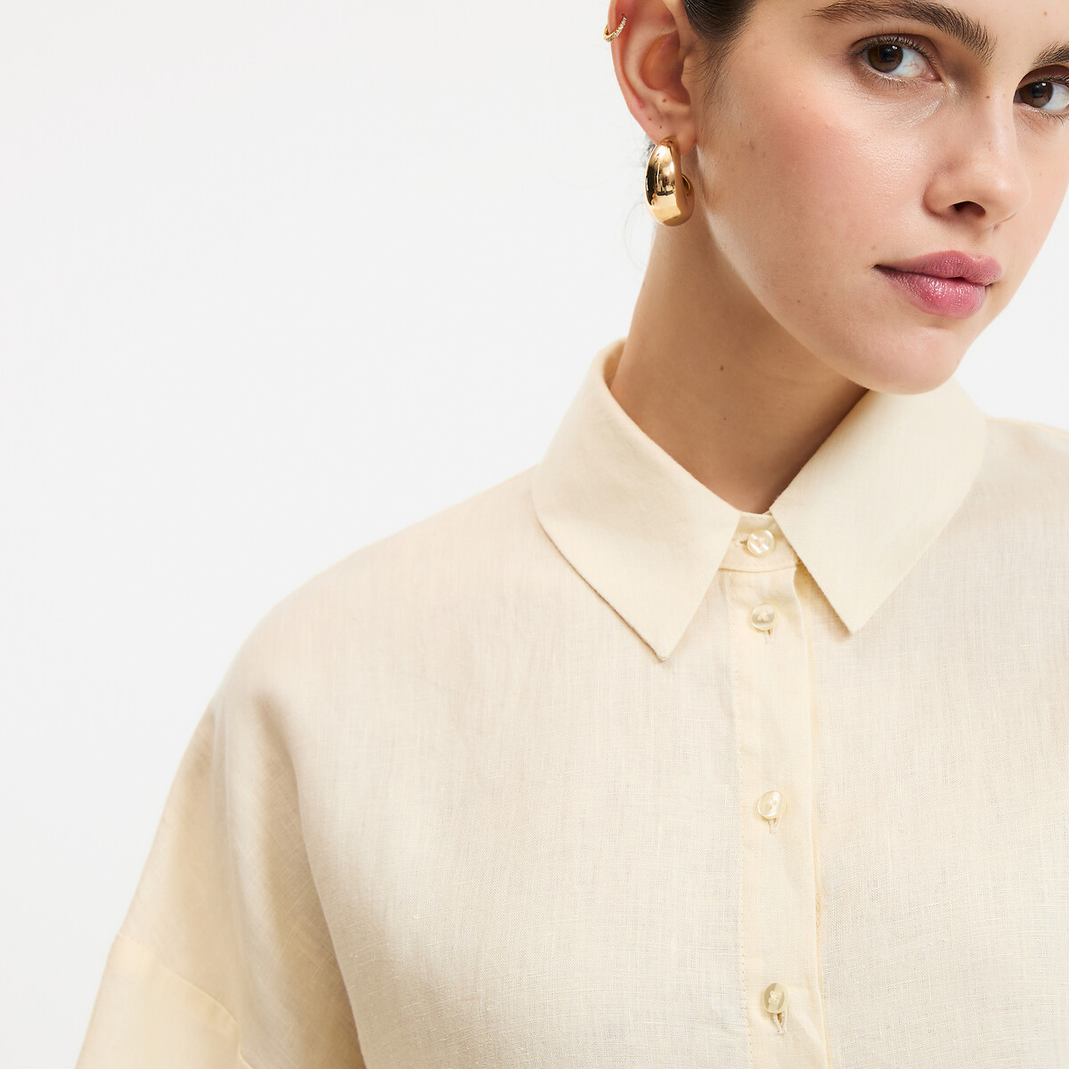 Chemise ample manches coudes lin Signature, AMBRE jaune, LA REDOUTE COLLECTIONS