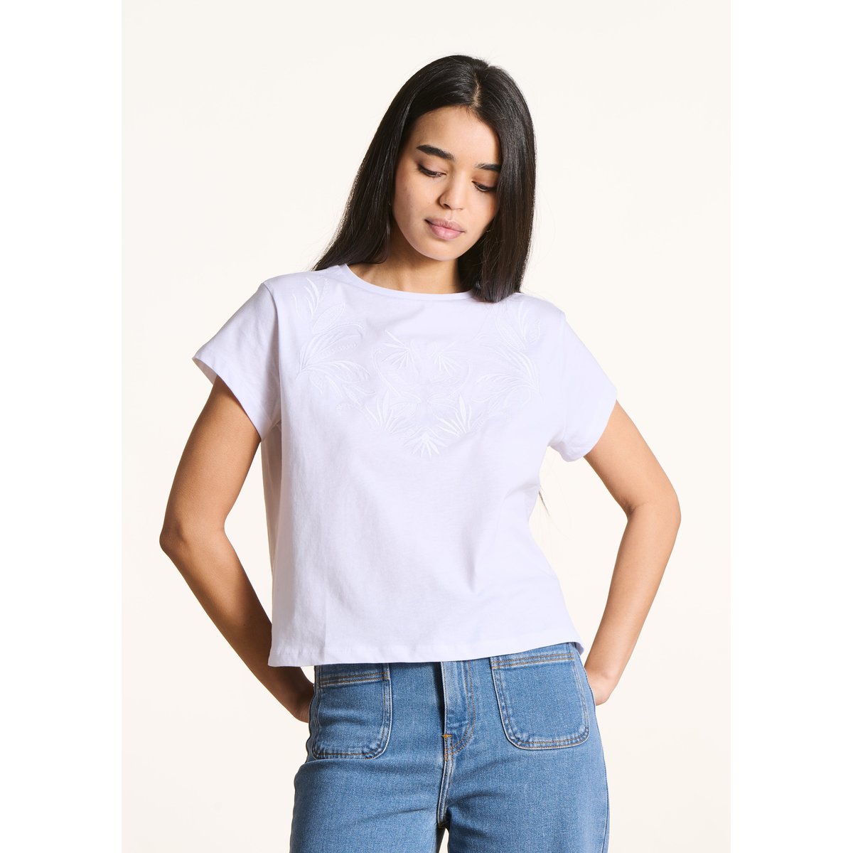 T-shirt oversize en coton biologique manches courtes blanc, LA FEE MARABOUTEE