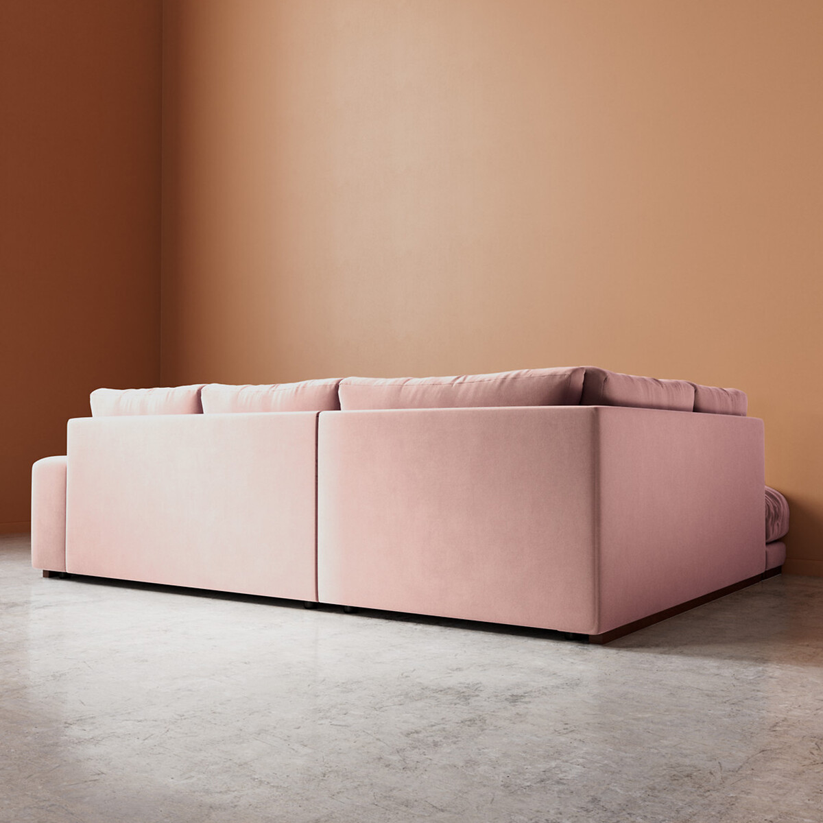 Denver Easy Velvet Corner Chaise Sofa blush pink, SWOON