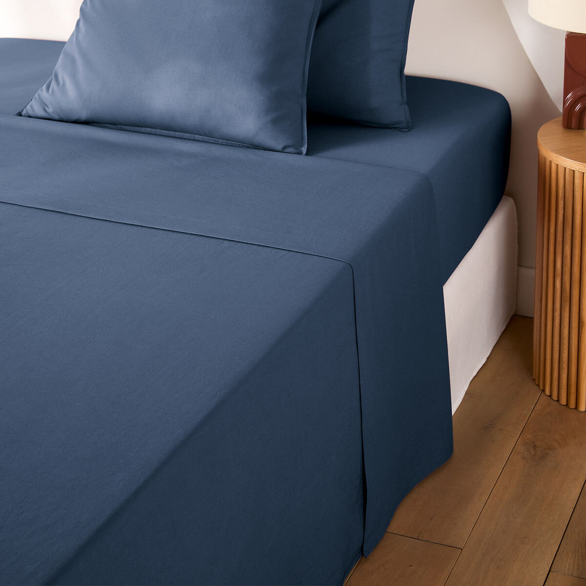Drap plat uni en coton lavé, Scenario denim, LA REDOUTE INTERIEURS