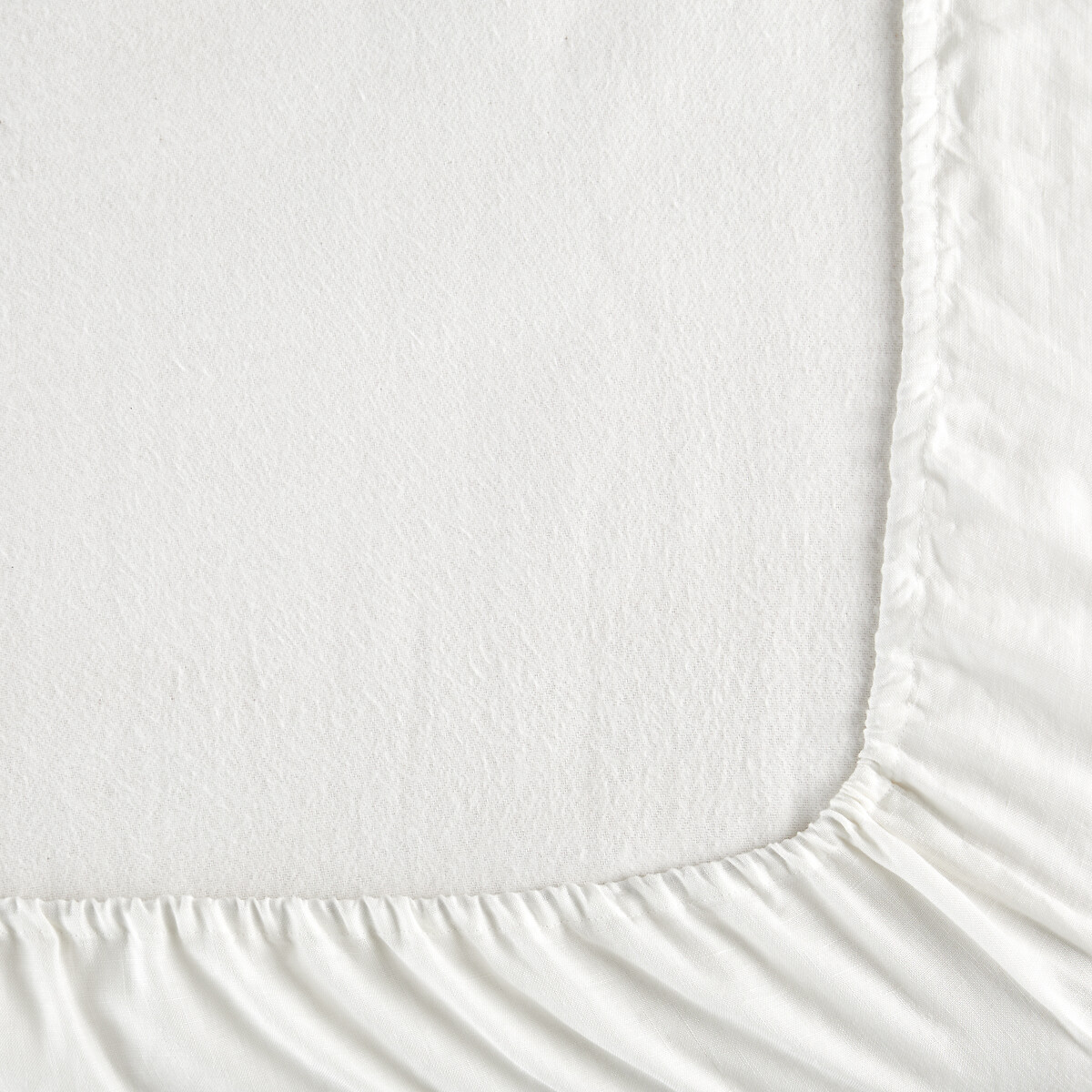 Hoeslaken voor topdekmatras in gewassen linnen, Elina wit, AM.PM