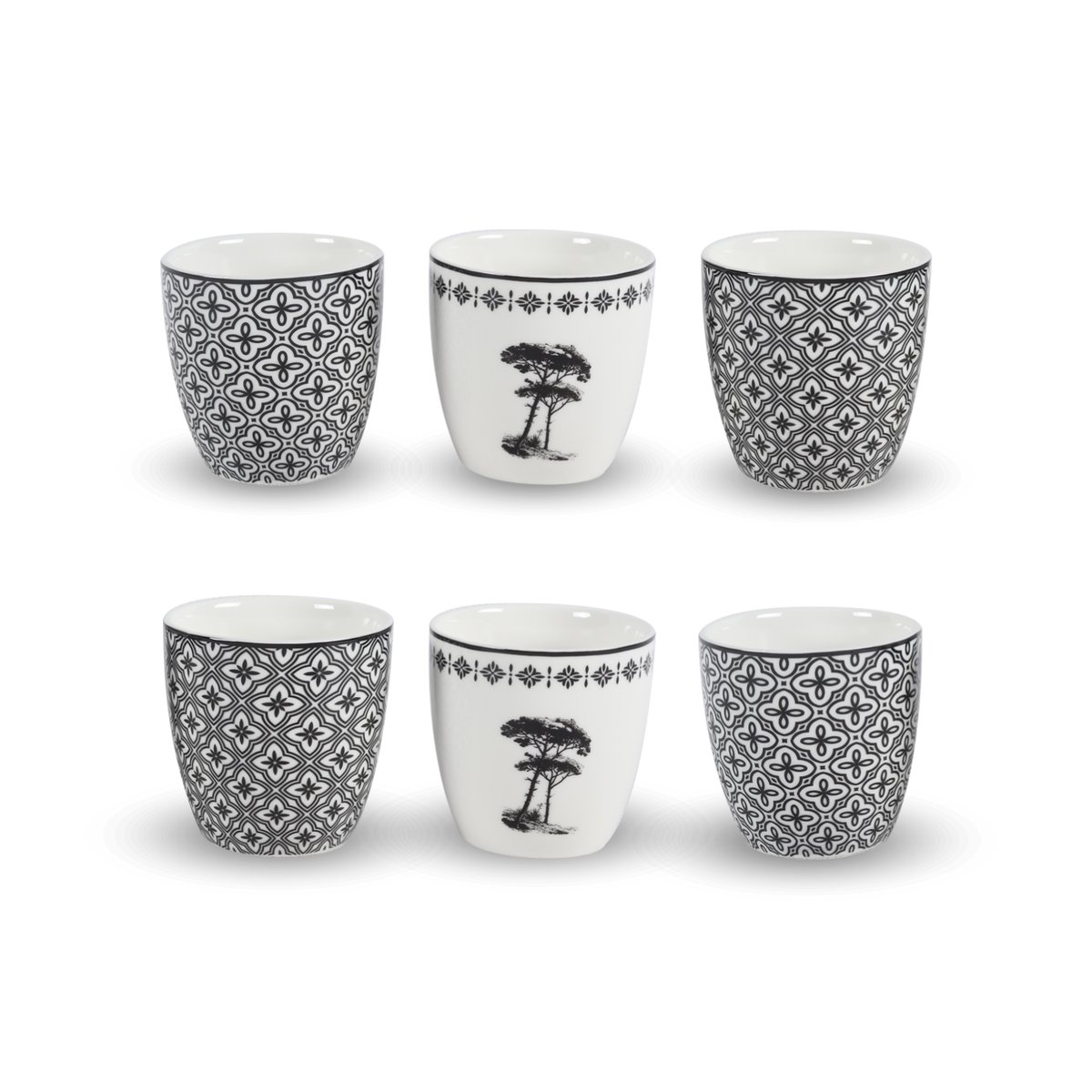Lot de 6 gobelets, VILLA LES PINS noir, ARTIME
