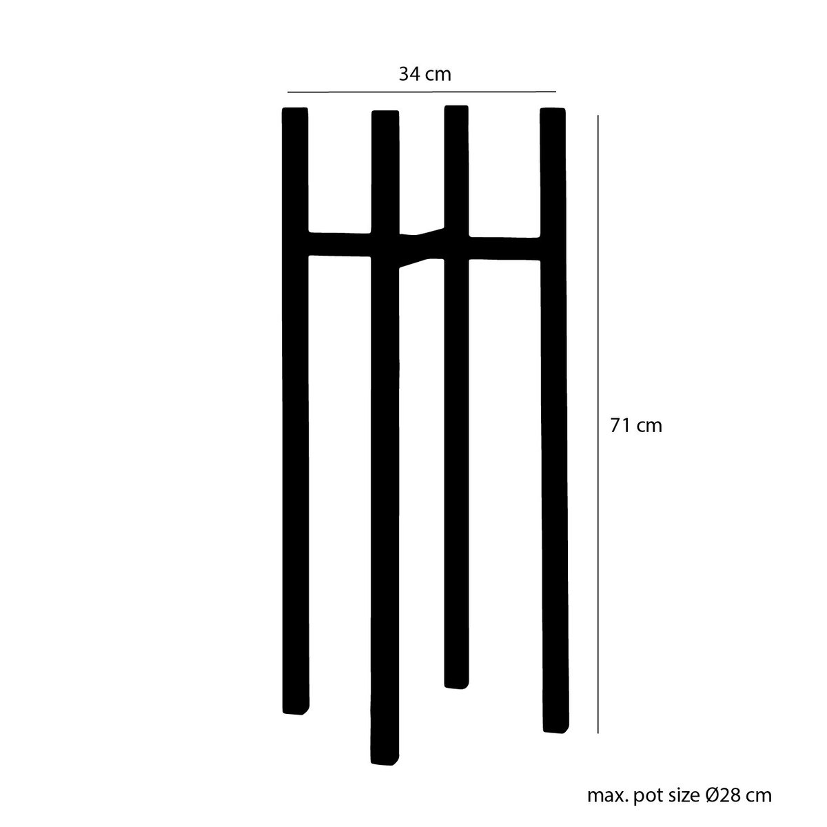 Support pour plantes H71 cm ASCOT XL noir, MICA DECORATIONS
