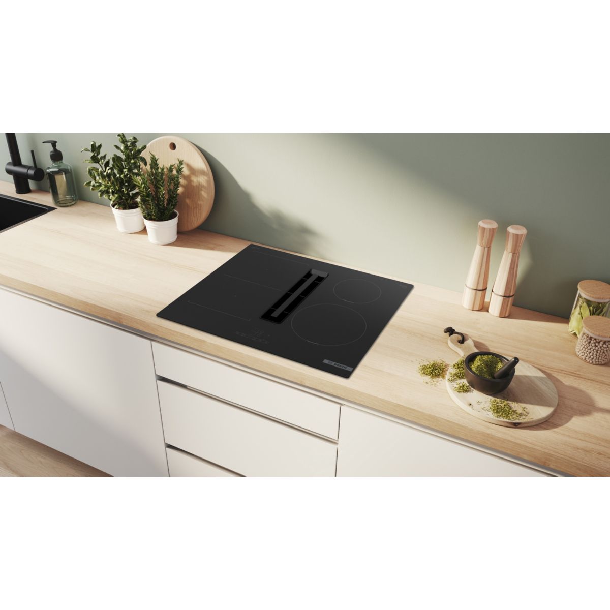 Plaque induction aspirante PVS611B16E noir, BOSCH