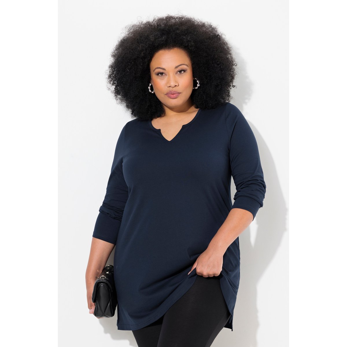 T-shirt long marine, ULLA POPKEN