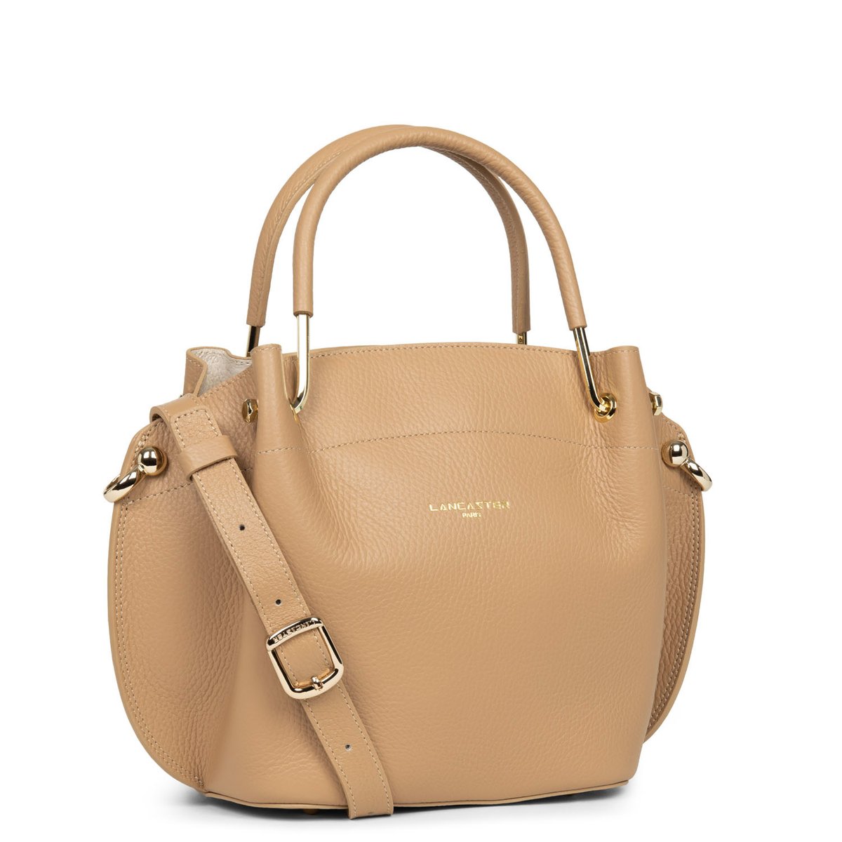Sac à main en cuir grainé LOUISA FOULONNE DOUBLE naturel - in - beige, LANCASTER