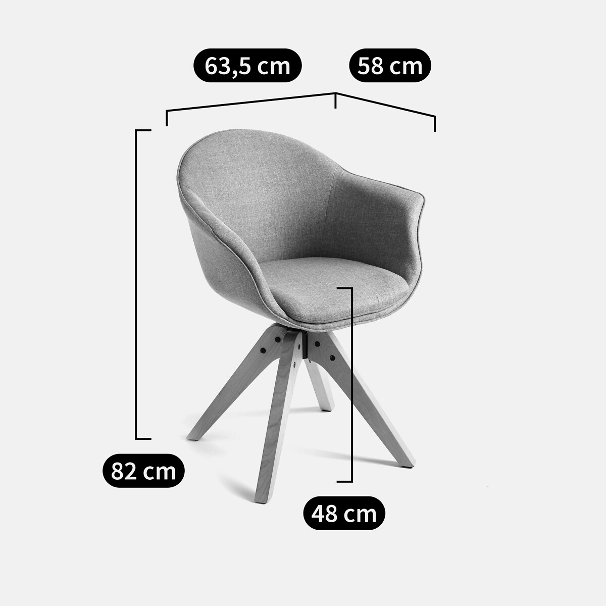 Fauteuil de bureau rotatif, Melona jaune moutarde, LA REDOUTE INTERIEURS