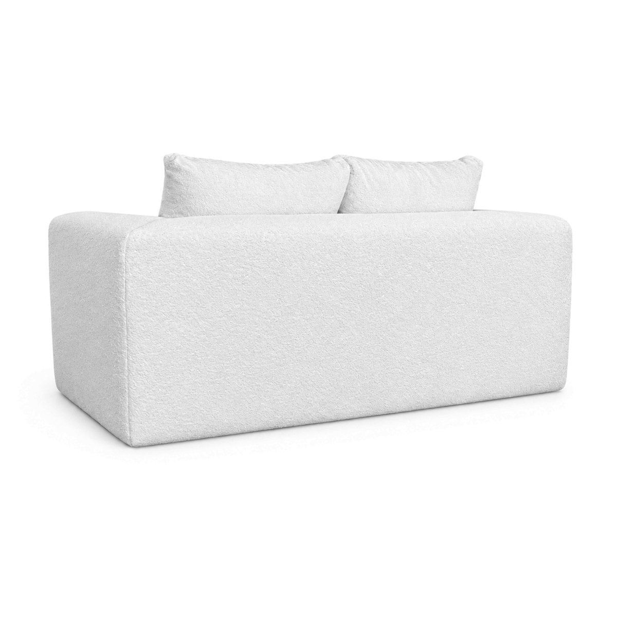Canapé 2 places en tissu bouclette avec coussins, CLAY ecru, OVIALA